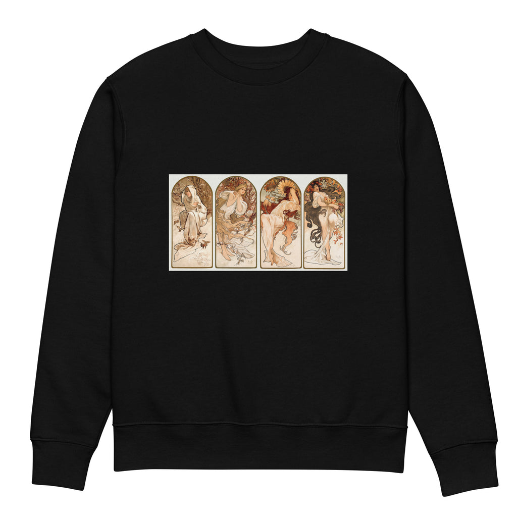 Black Sweater Alphonse Maria Mucha S The Seasons Famous Art Nouveau Artwork Premium