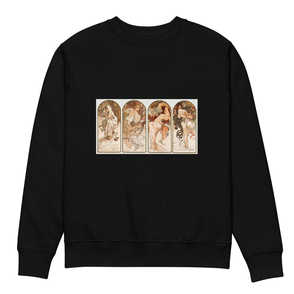 Black Sweater Alphonse Maria Mucha S The Seasons Famous Art Nouveau Artwork Premium