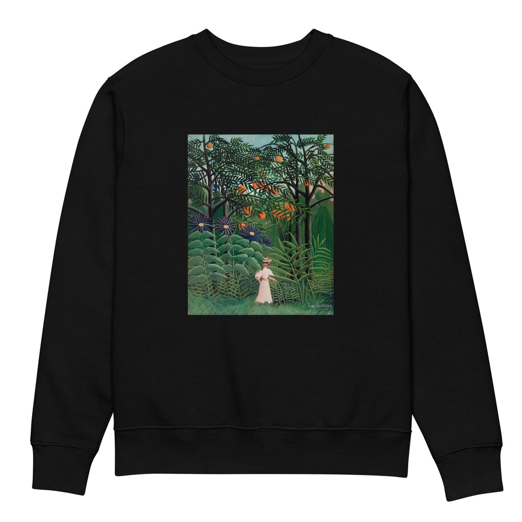 Black Sweater Woman Walking In An Exotic Forest Femme Se Promenant Dans Une Foret Exotique Premium