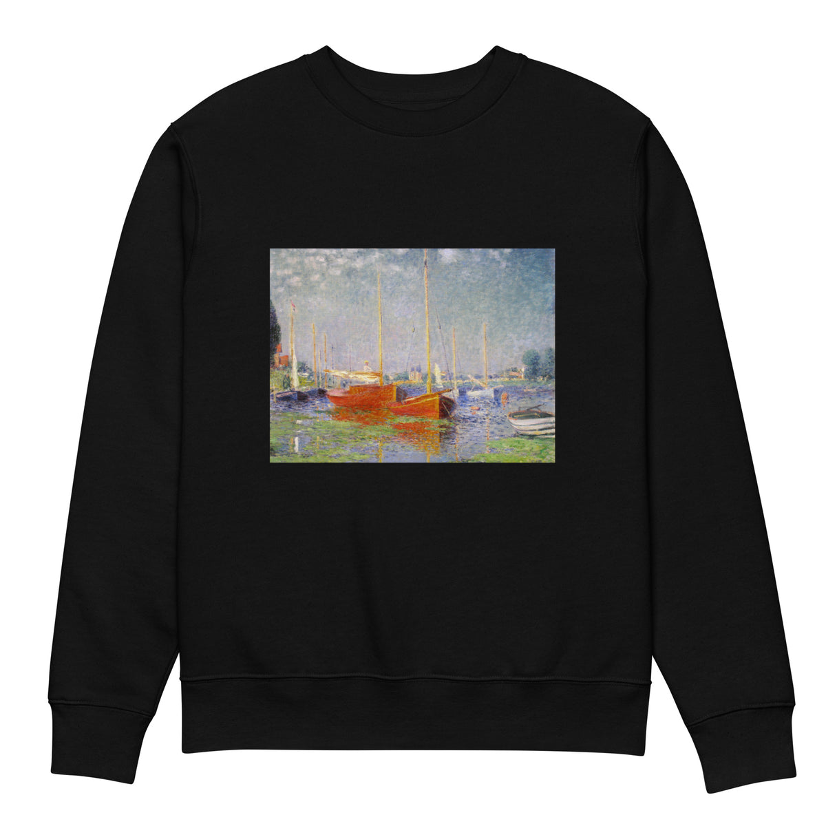 Black Sweater Claude Monet S Red Boats At Argenteuil Famous Painting Premium