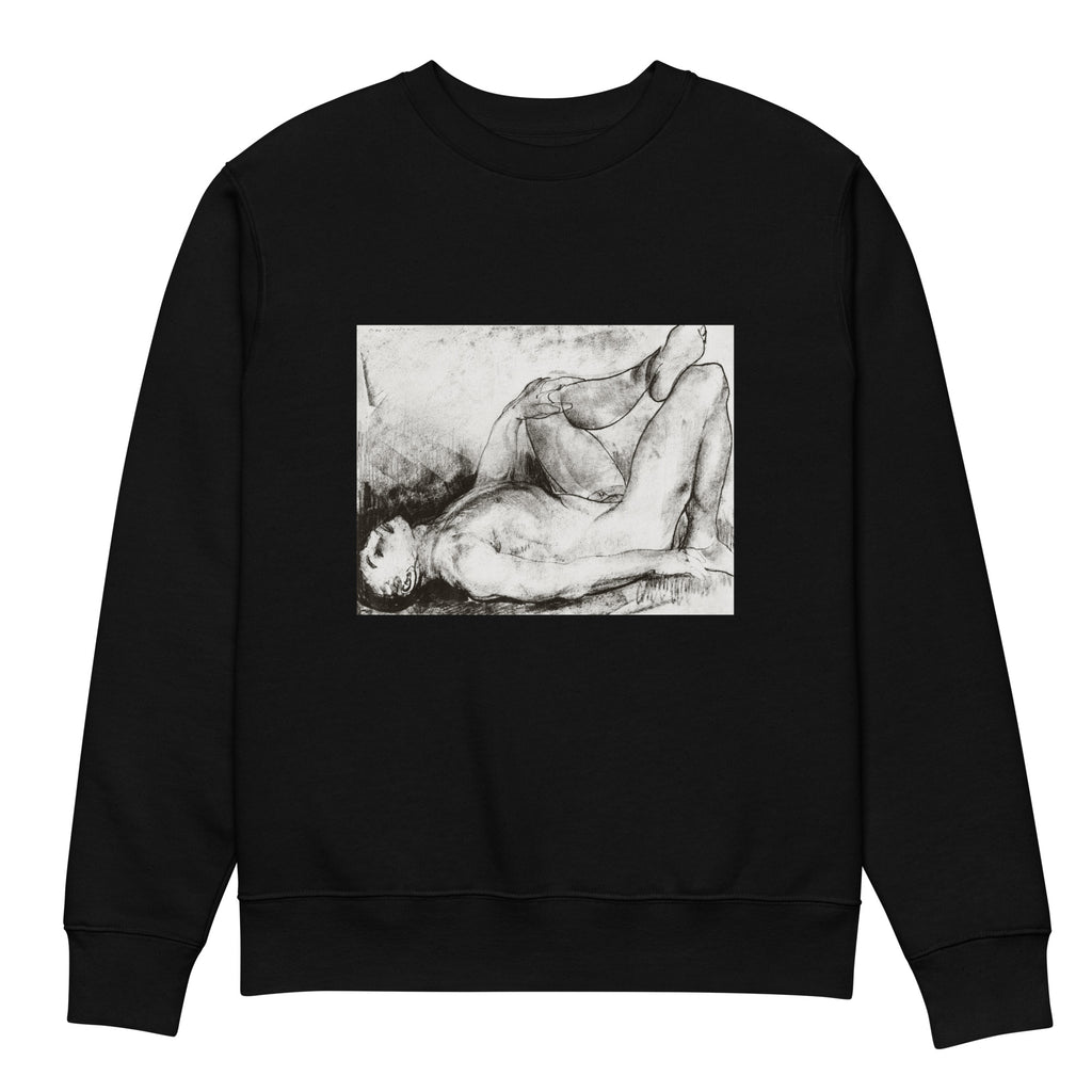 Black Sweater Man On His Back Nude Print Premium