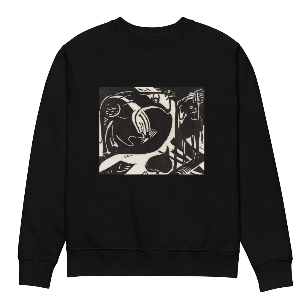 Black Sweater Two Mythical Animals Print Premium