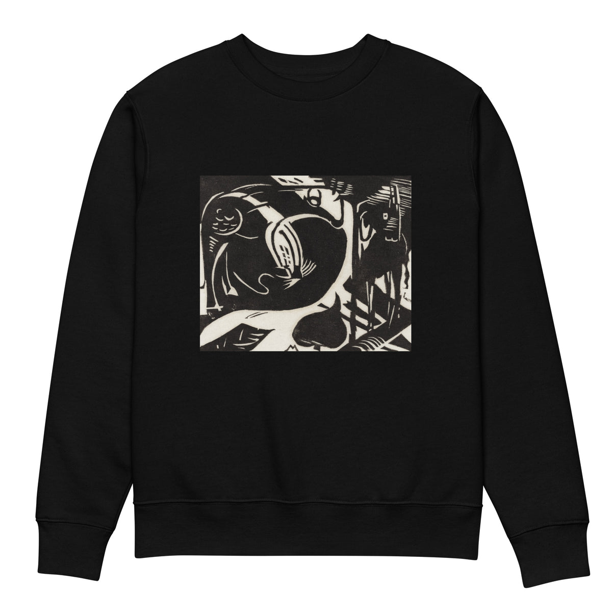 Black Sweater Two Mythical Animals Print Premium