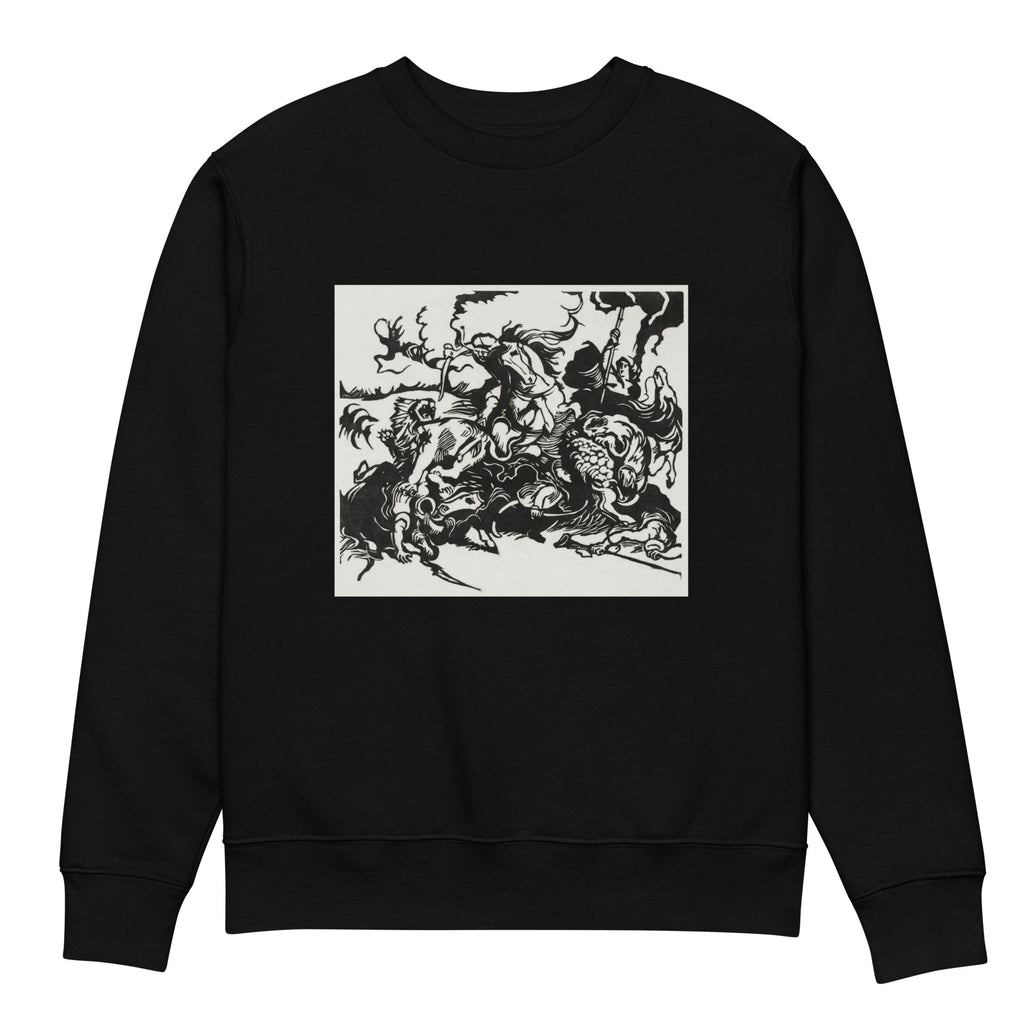 Black Sweater Lion Hunt Print Premium