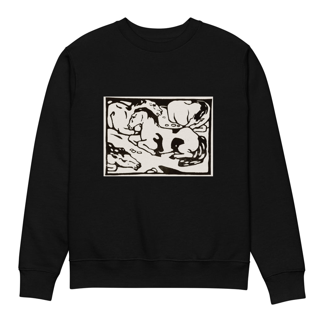 Black Sweater Resting Horses Print Premium