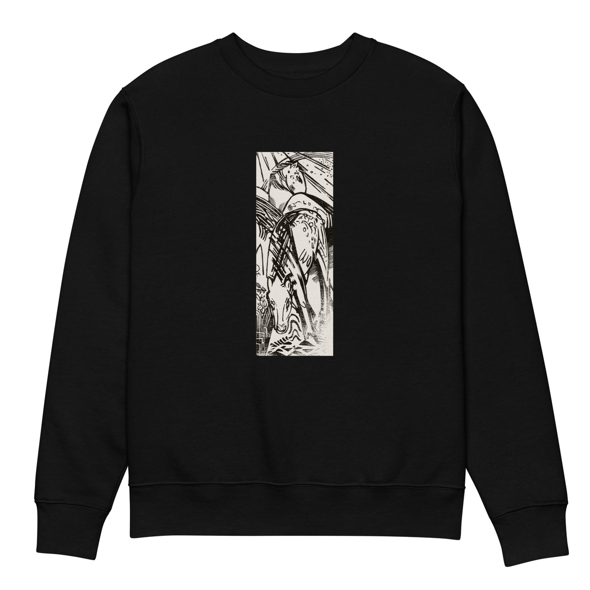 Black Sweater Horses Print Premium