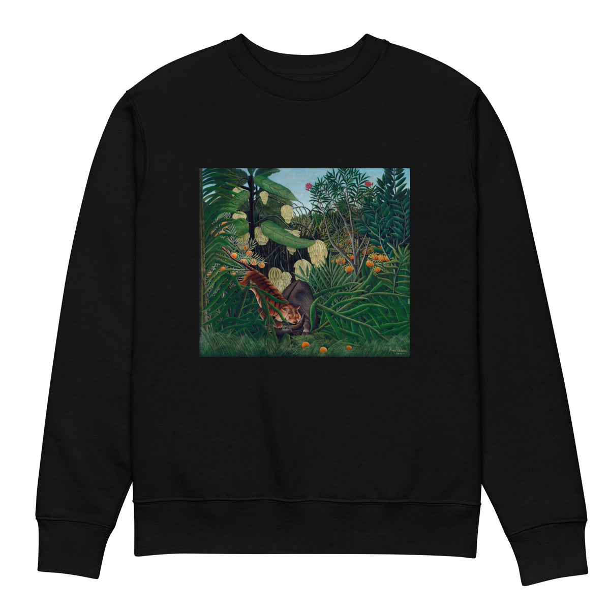 Black Sweater Fight Between A Tiger And A Buffalo Premium