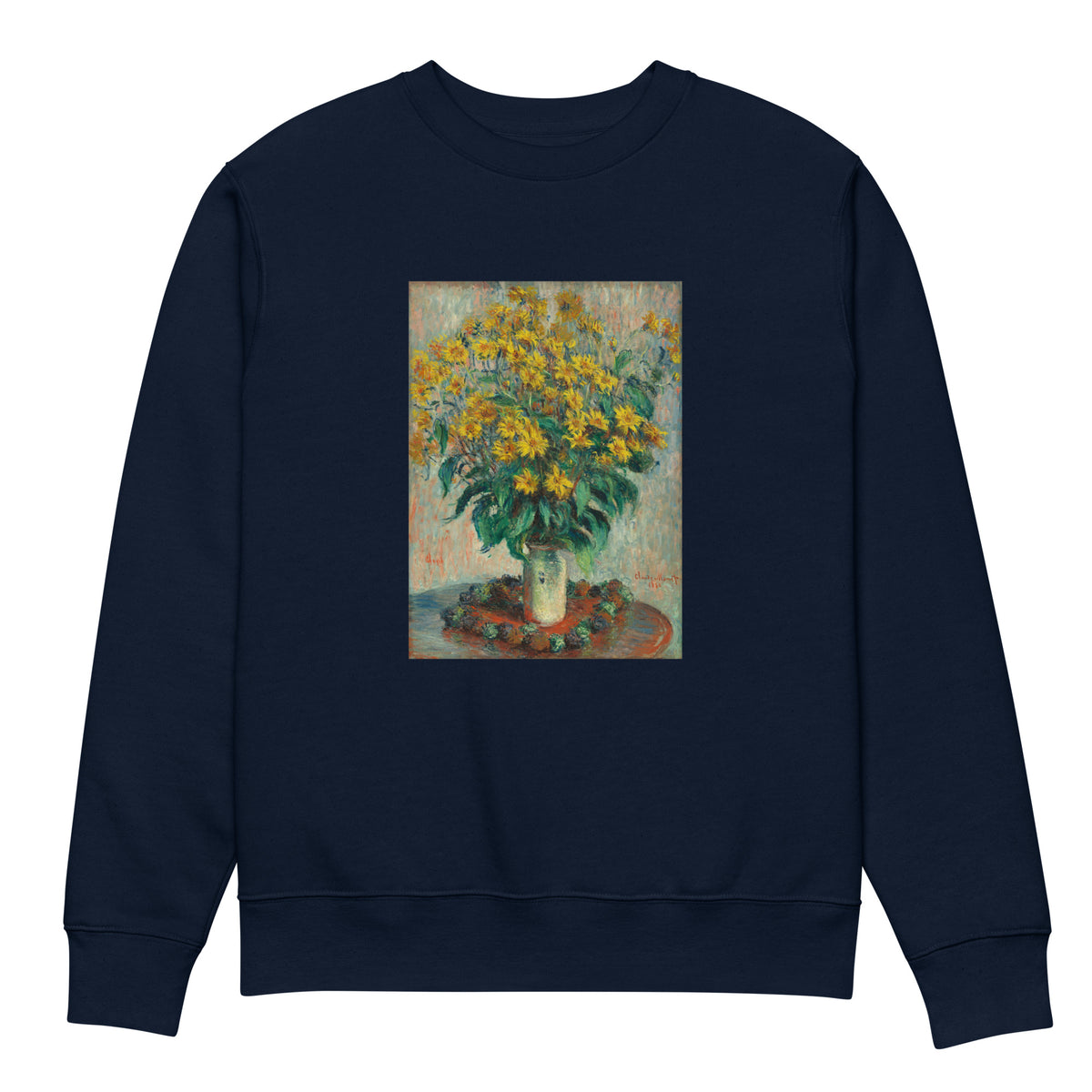 Navy Sweater Jerusalem Artichoke Flowers Premium