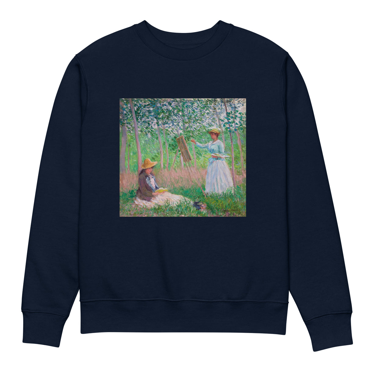 Navy Sweater In The Woods At Giverny Blanche Hoschede At Her Easel With Suzanne Hoschede Reading Premium