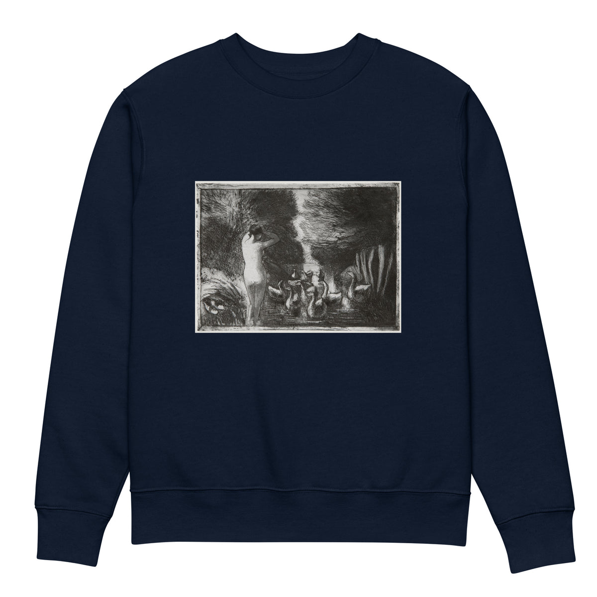 Navy Sweater Bather With Geese Premium