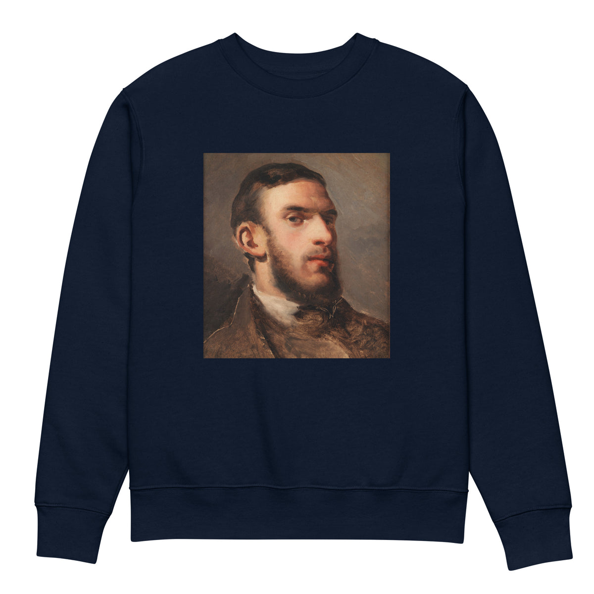Navy Sweater Self-Portrait Painting In High Resolution Premium