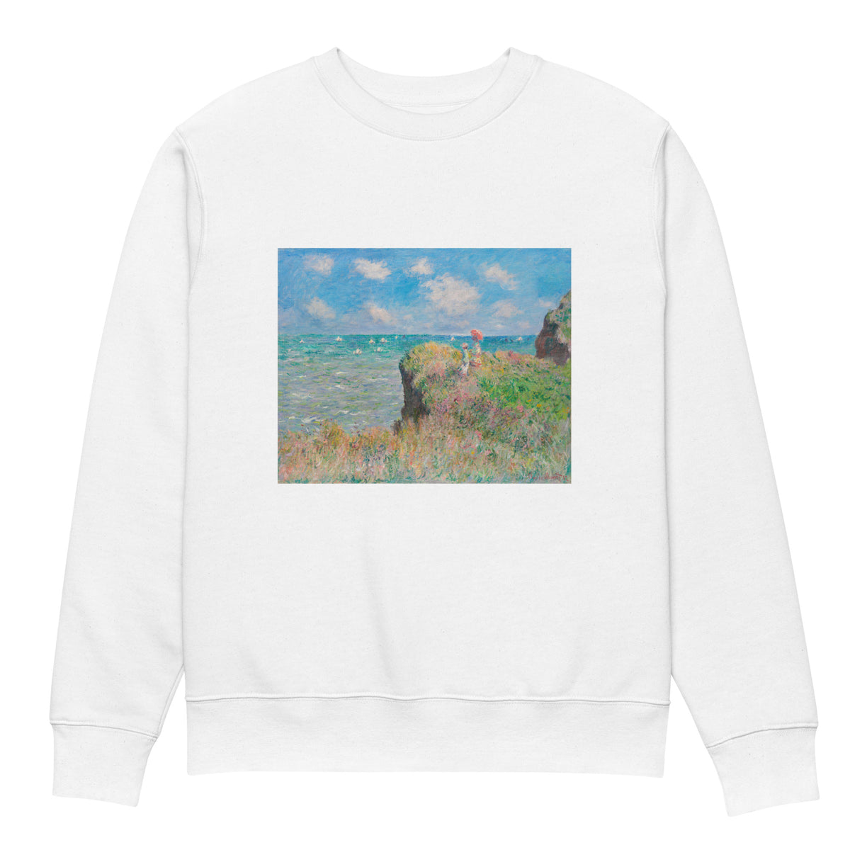 White Sweater Cliff Walk At Pourville Premium