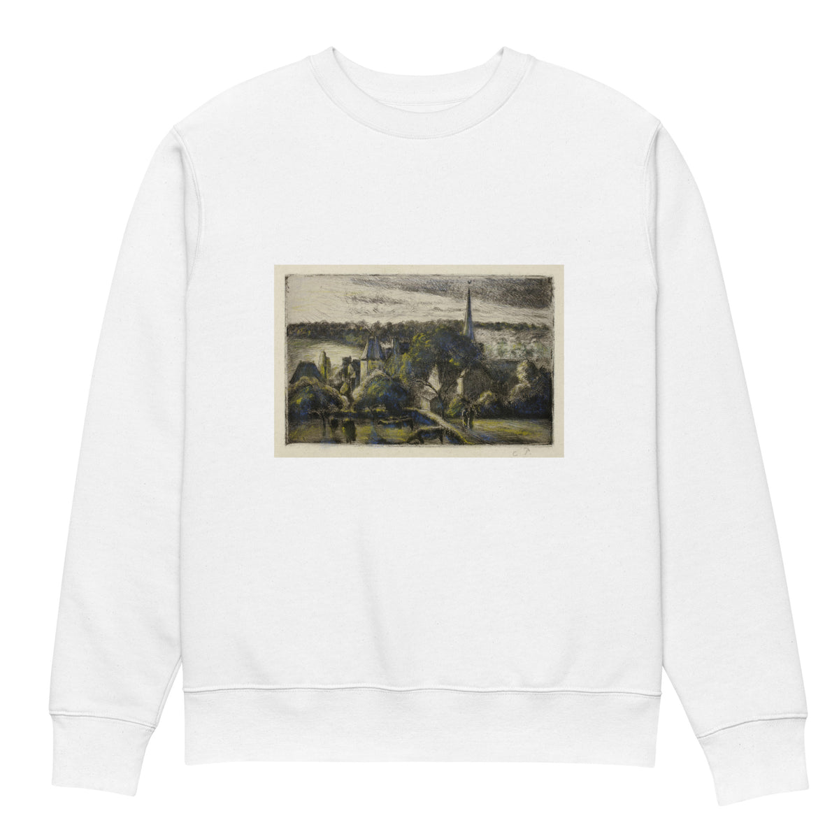 White Sweater Church And Farm At Eragny Premium