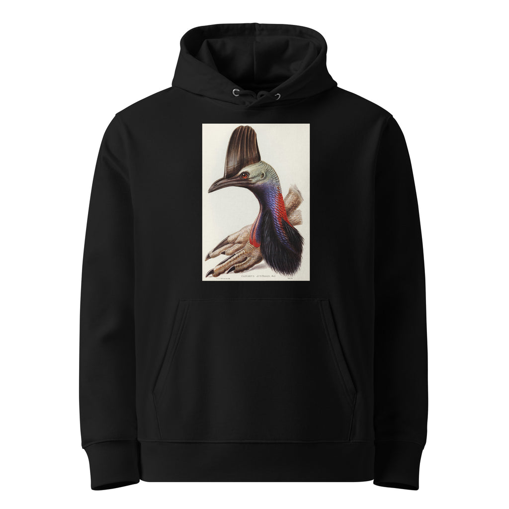 Black Hoodie Australian Cassowary Casuarius Australis Illustrated - Elizabeth Gould 1804 Premium