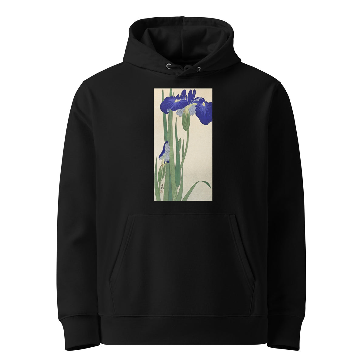 Black Hoodie Blue Irises - Ohara Koson 1900 Premium