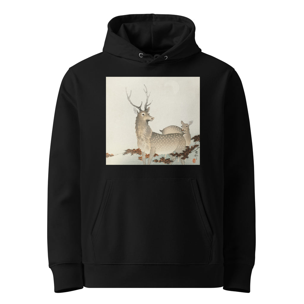Black Hoodie Couple Of Deers - Ohara Koson 1900 Premium