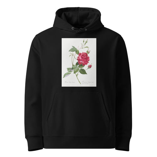 Black Hoodie Blood-Red Bengal Rose Rosa Indica Cruneta Premium