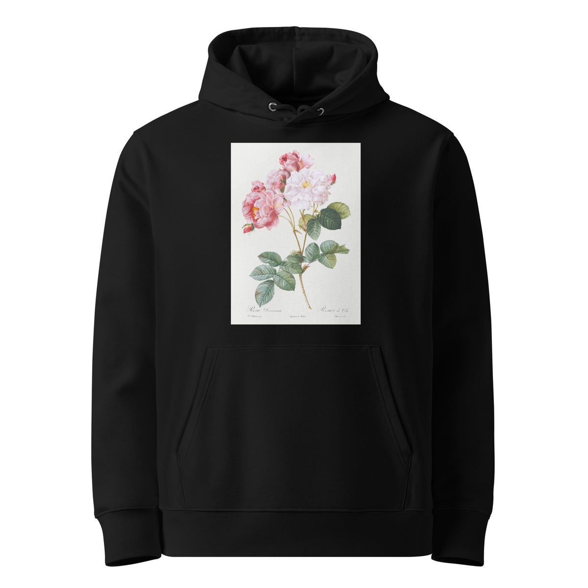 Black Hoodie Rosa Damascena Rosebush Rosa Damascena Premium