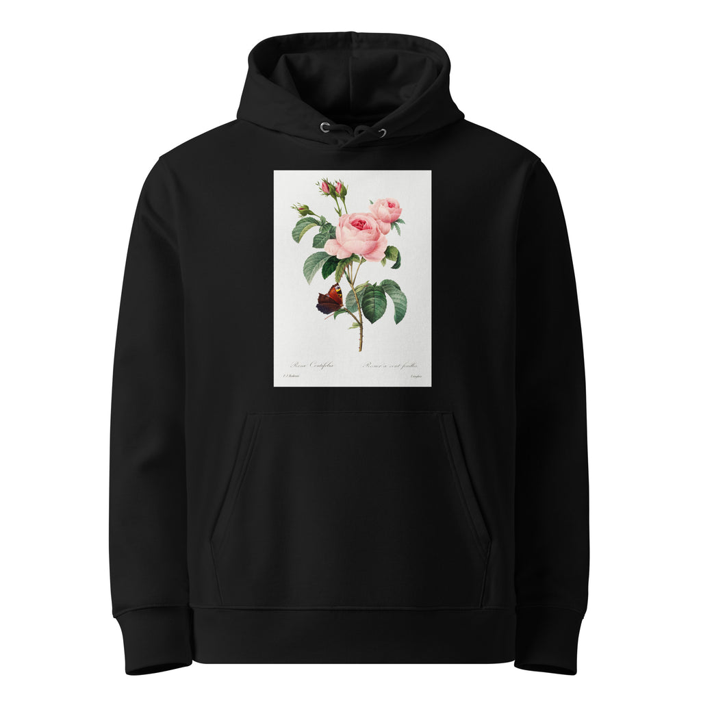 Black Hoodie Cabbage Rose - Pierre-Joseph Redoute 1759 Premium