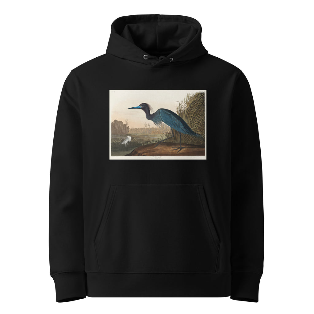Black Hoodie Blue Crane Or Heron Premium