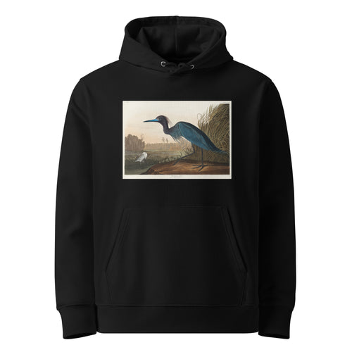 Black Hoodie Blue Crane Or Heron Premium