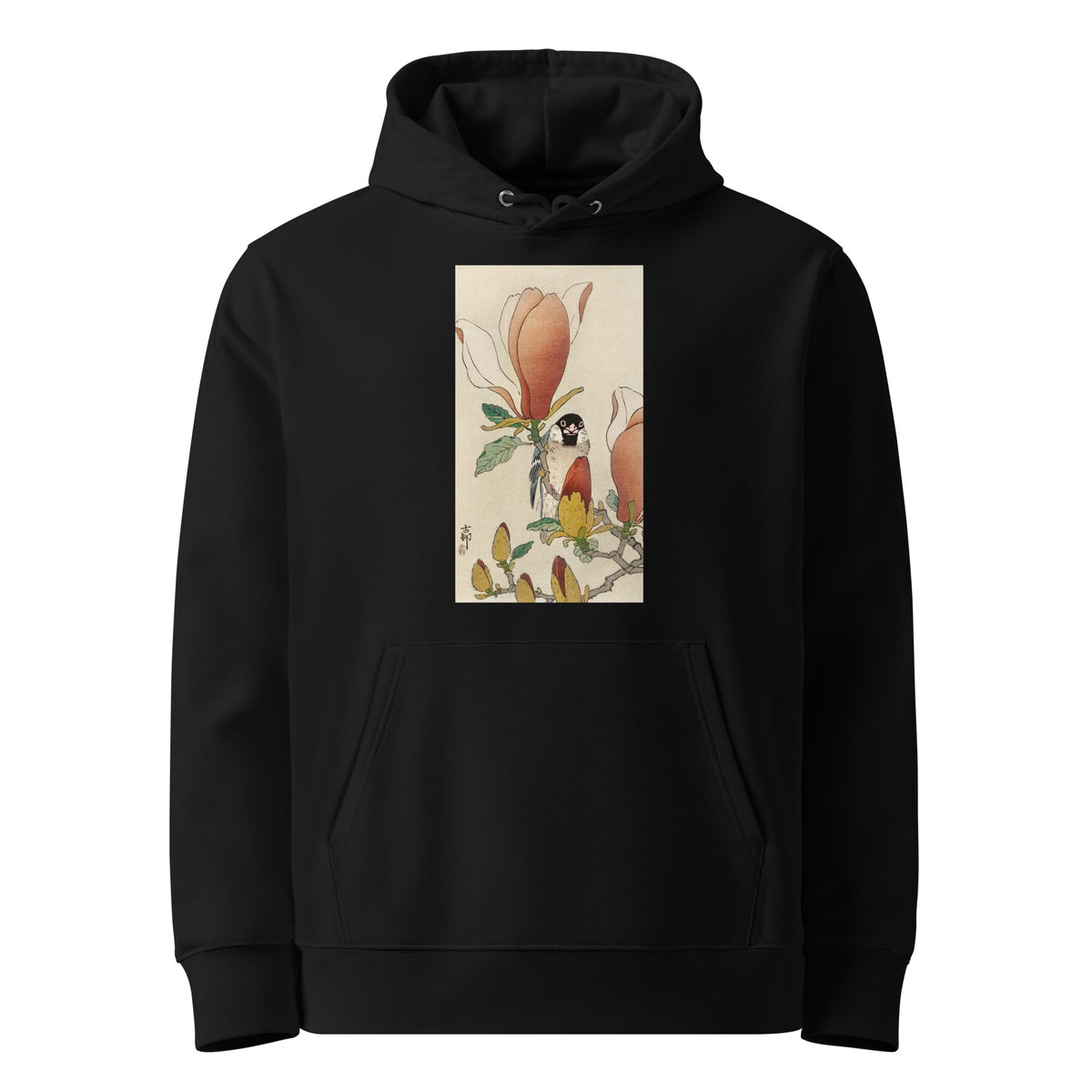 Black Hoodie Sparrow On Blooming Magnolia Branch - Ohara Koson 1900 Premium