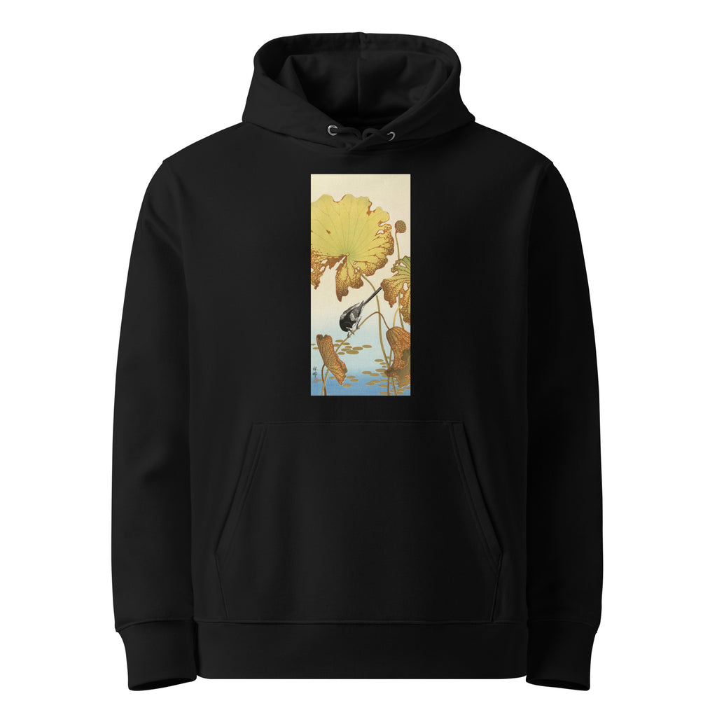 Black Hoodie Japanese Wagtail On Lotus Plant - Ohara Koson 1925 Premium