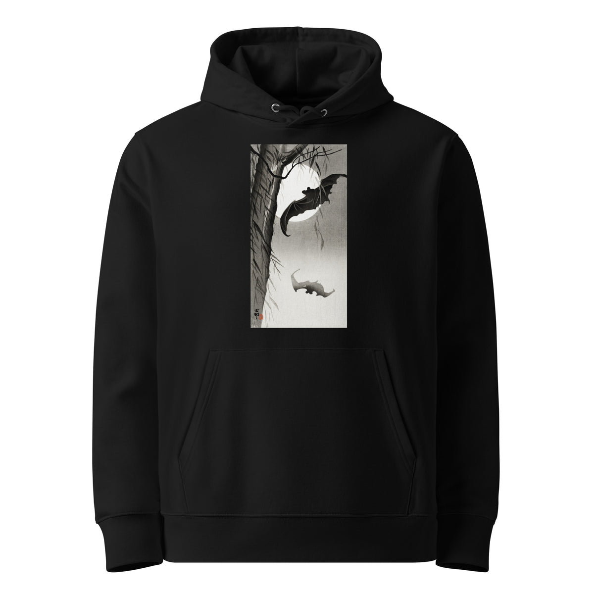 Black Hoodie Bats Under The Full Moon - Ohara Koson 1900 Premium