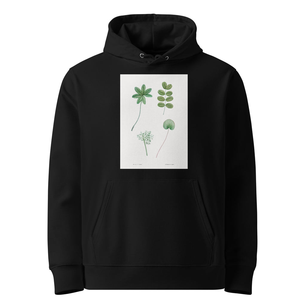 Black Hoodie Tree Leaf Set - Pierre-Joseph Redoute 1759 Premium