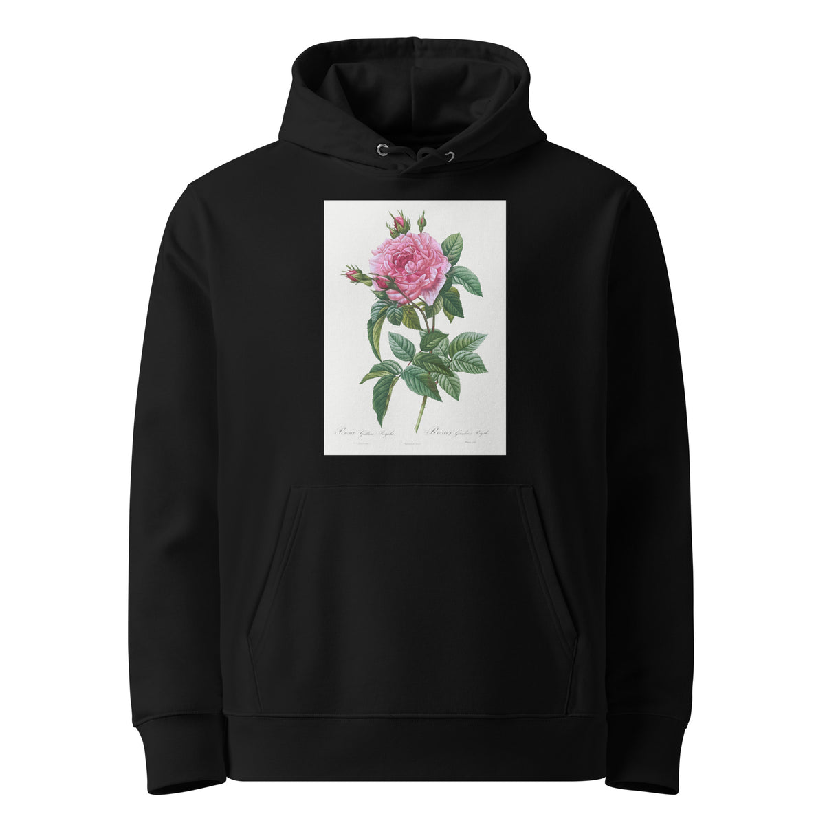 Black Hoodie Gallic Rose Rosa Gallica Regalis Premium