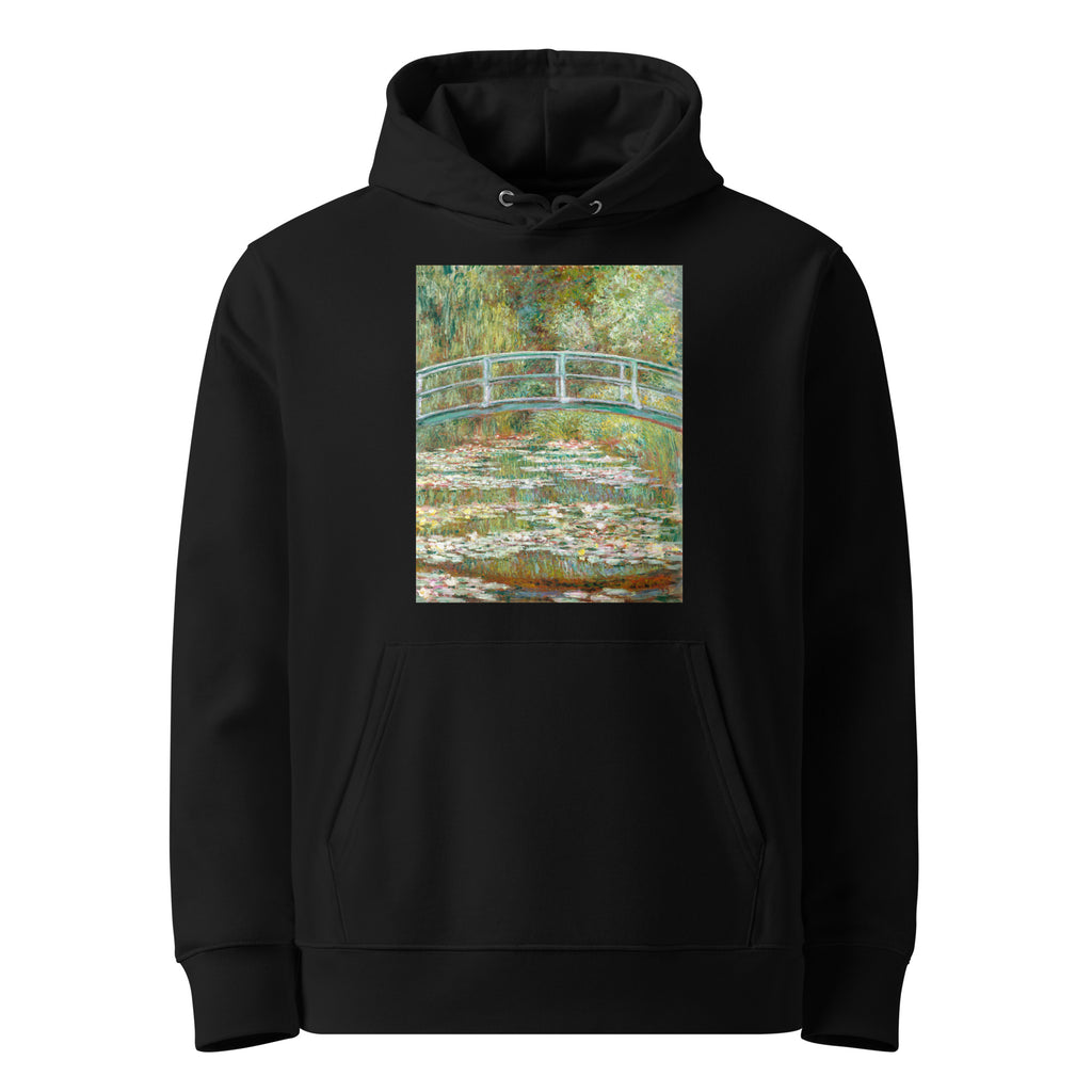 Black Hoodie Bridge Over A Pond Of Water Lilies Premium