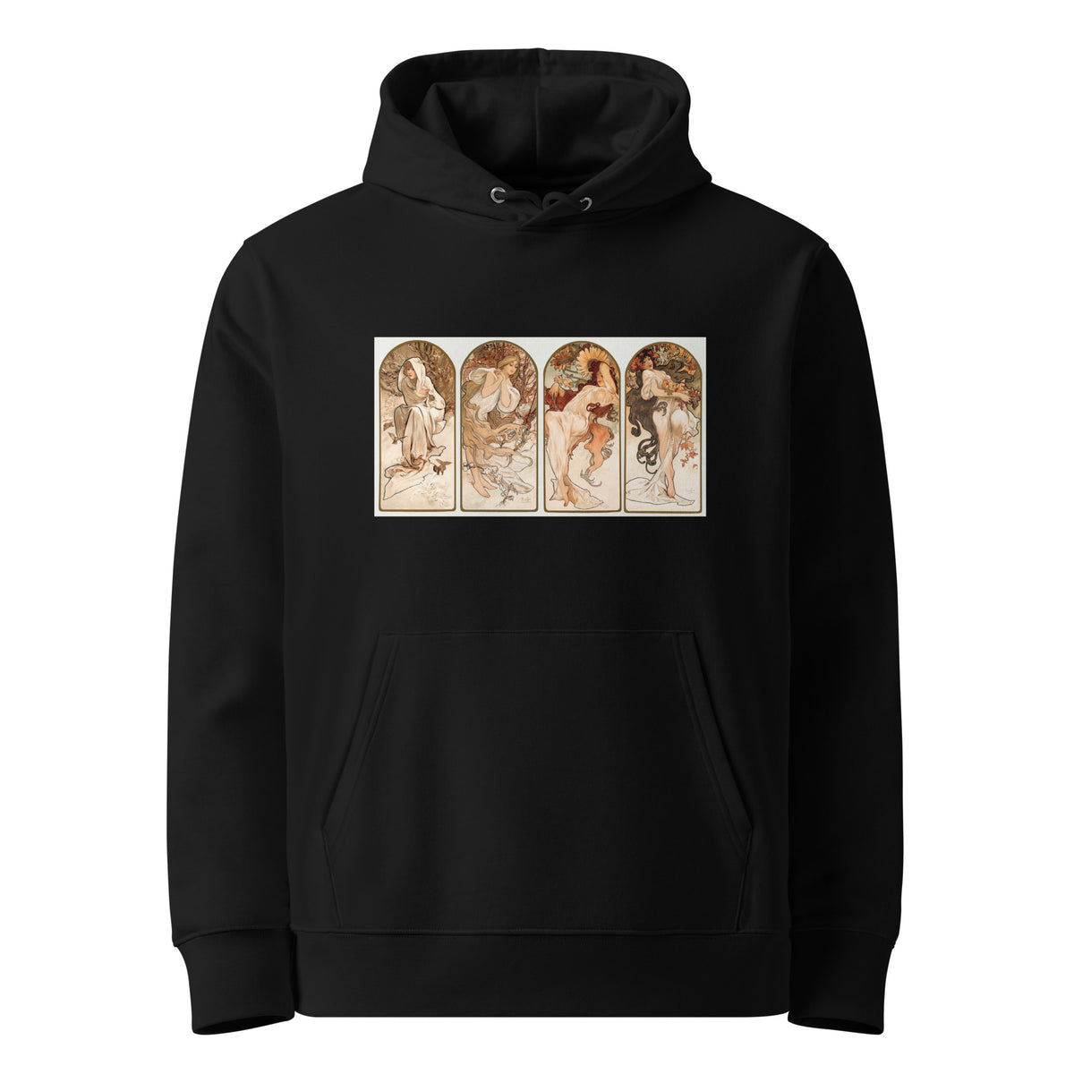 Black Hoodie Alphonse Maria Mucha S The Seasons Famous Art Nouveau Artwork Premium