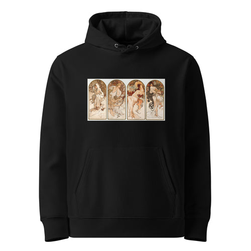 Black Hoodie Alphonse Maria Mucha S The Seasons Famous Art Nouveau Artwork Premium