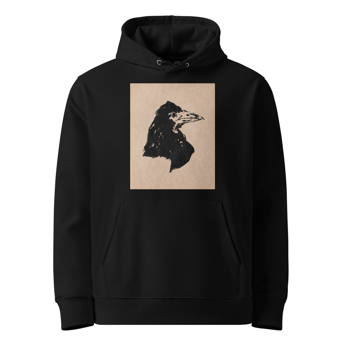 Black Hoodie Raven Head Print In High Resolution Premium