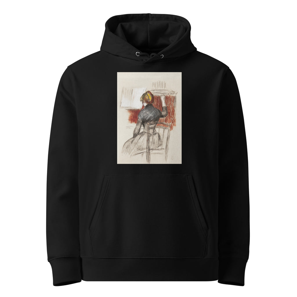 Black Hoodie Woman At A Piano Premium