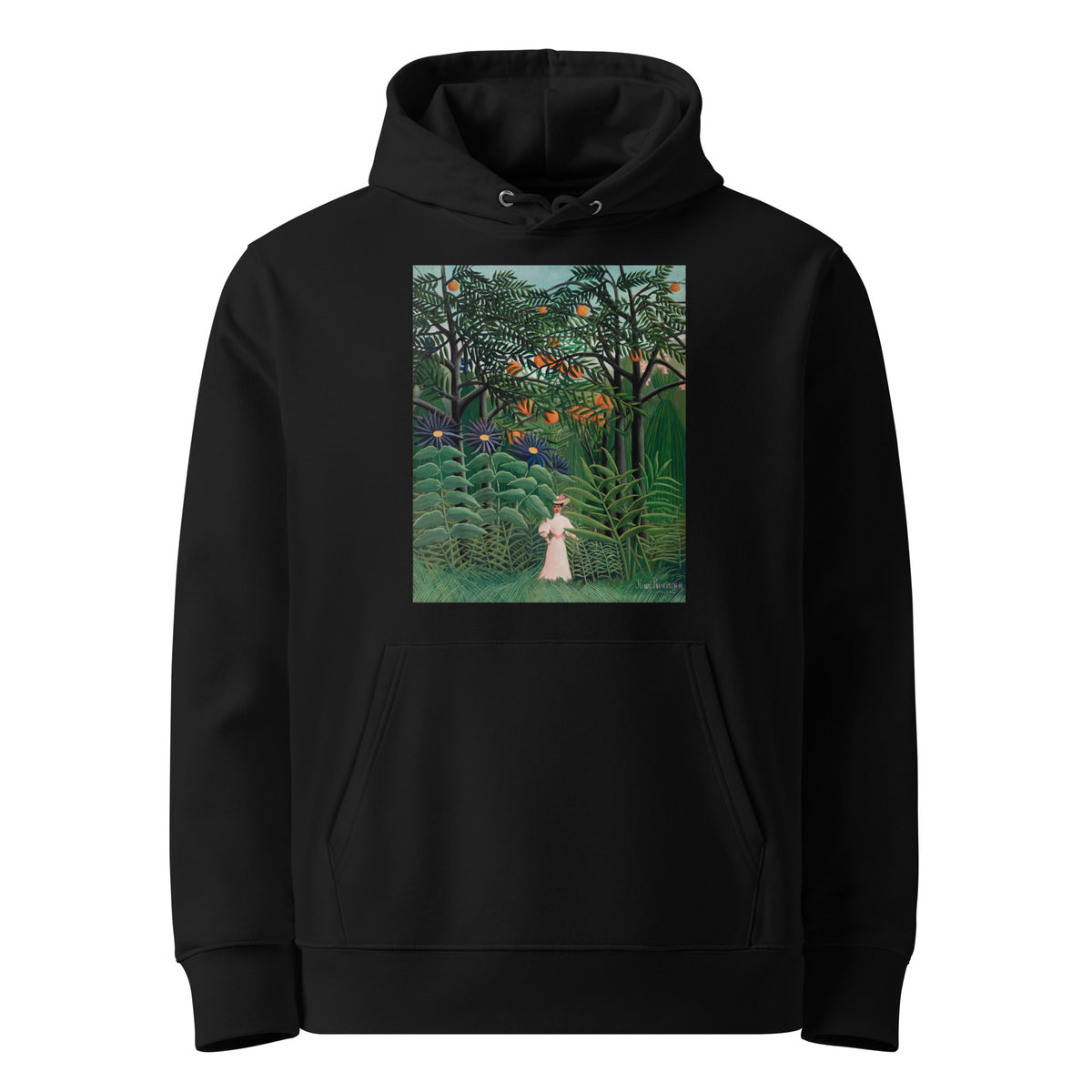 Black Hoodie Woman Walking In An Exotic Forest Femme Se Promenant Dans Une Foret Exotique Premium