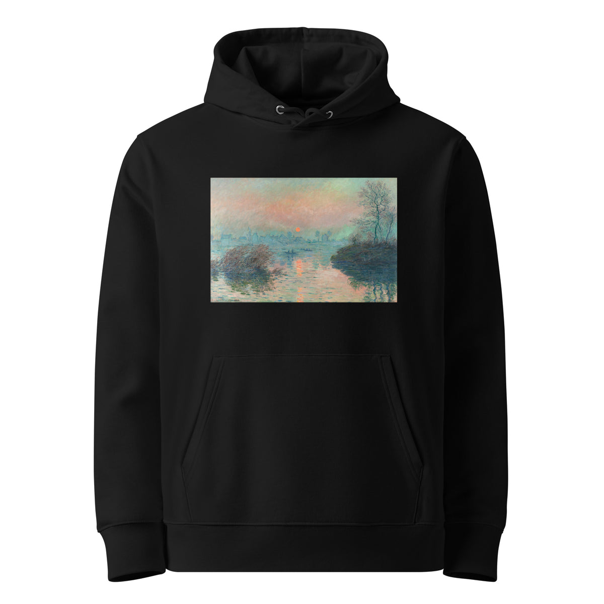 Black Hoodie Sun Setting On The Seine At Lavacourt Claude Monet High Resolution Famous Painting Premium