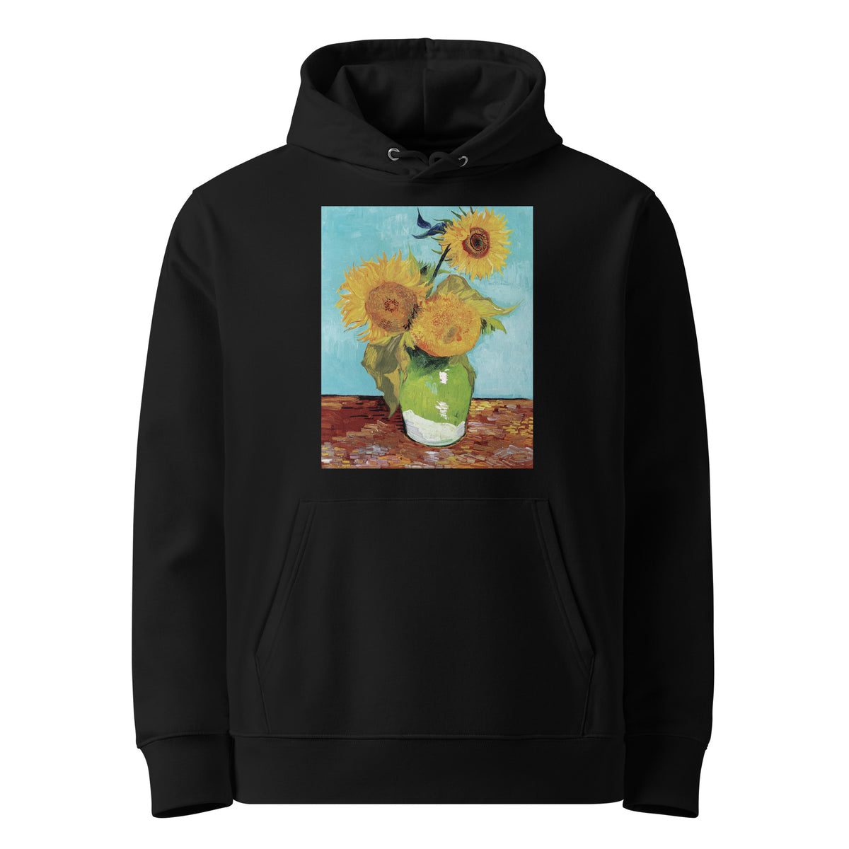 Black Hoodie Vincent Van Gogh S Vase With Three Sunflowers Famous Painting Premium