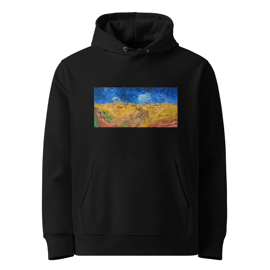 Black Hoodie Vincent Van Gogh S Wheatfield With Crows Famous Landscape Painting Premium