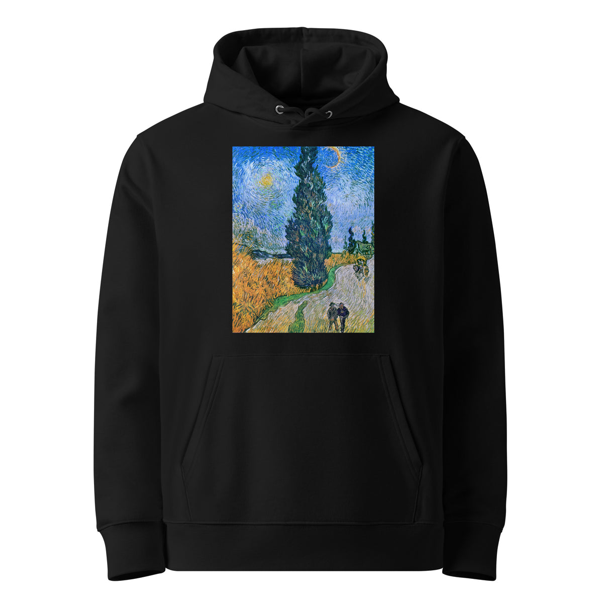 Black Hoodie Vincent Van Gogh S Road With Cypress And Star Famous Painting Premium