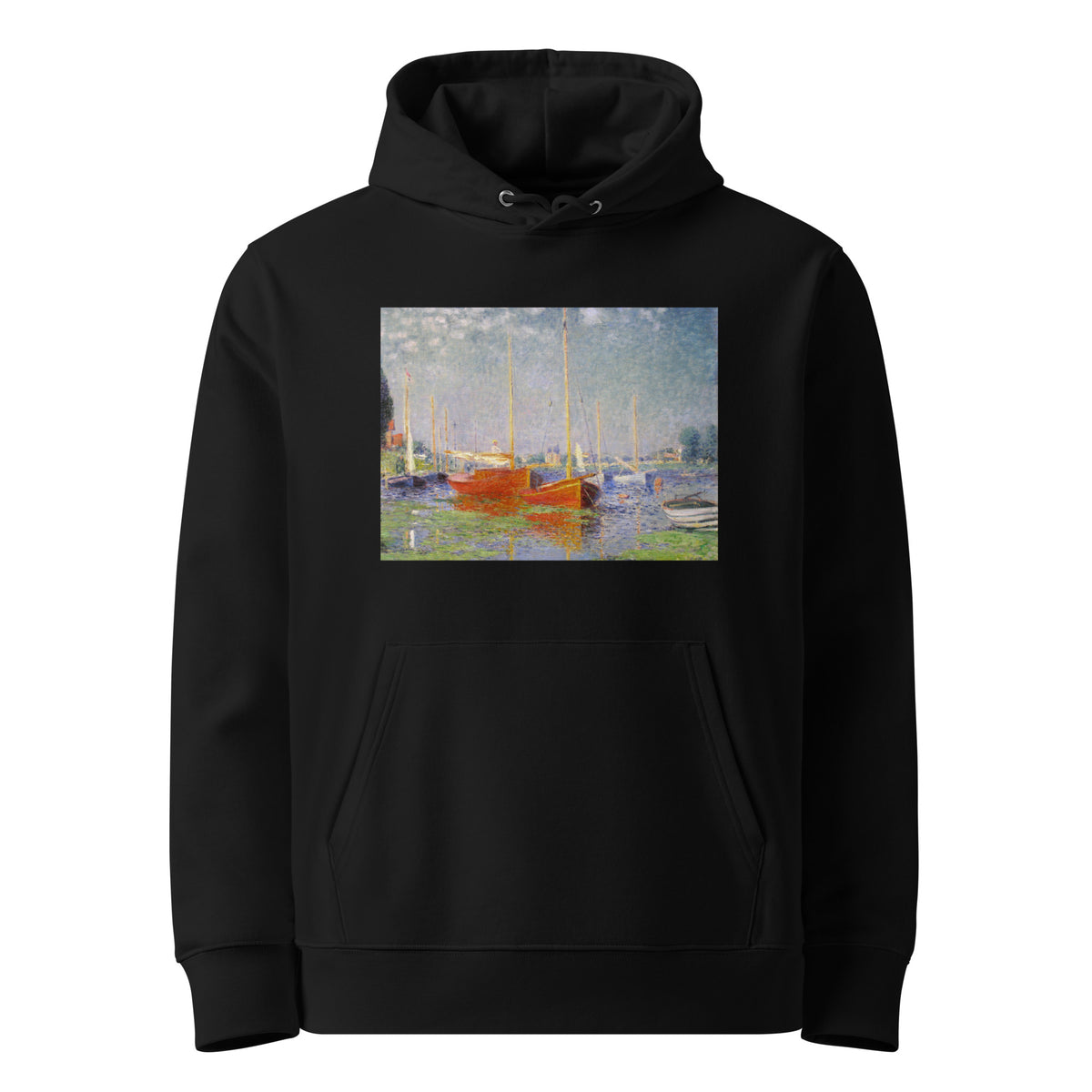 Black Hoodie Claude Monet S Red Boats At Argenteuil Famous Painting Premium
