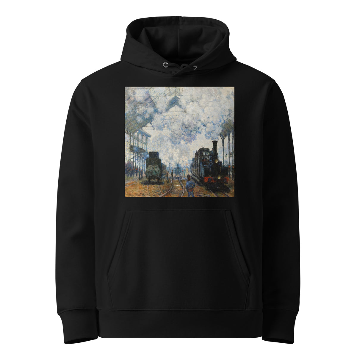 Black Hoodie Claude Monet S Arrival Of The Normandy Train Famous Painting Premium
