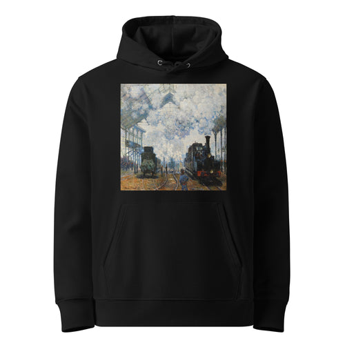 Black Hoodie Claude Monet S Arrival Of The Normandy Train Famous Painting Premium
