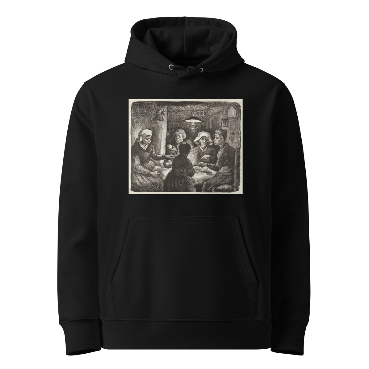 Black Hoodie Composition Lithograph Of The Potato Eaters De Aardappeleters 1885 Premium