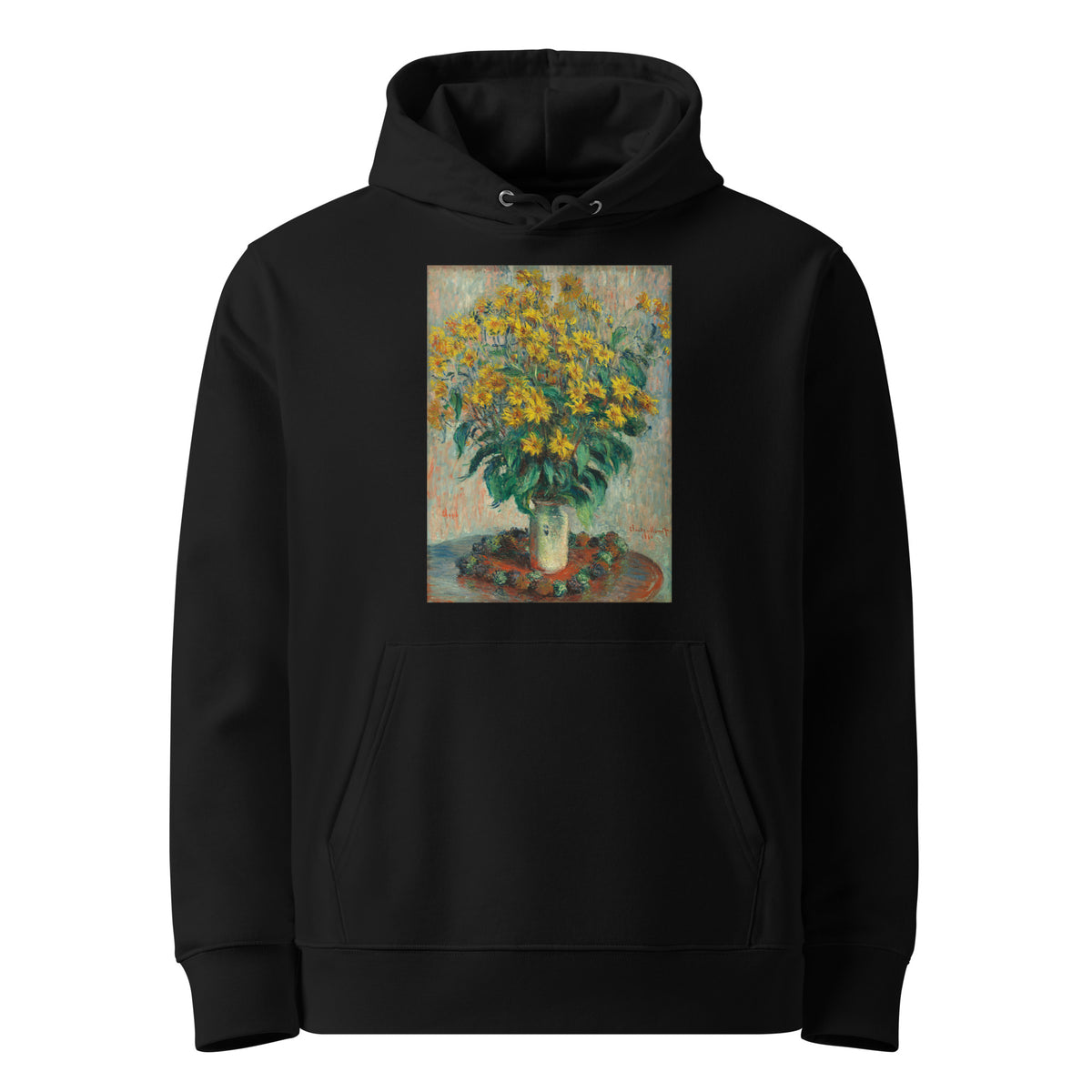 Black Hoodie Jerusalem Artichoke Flowers Premium