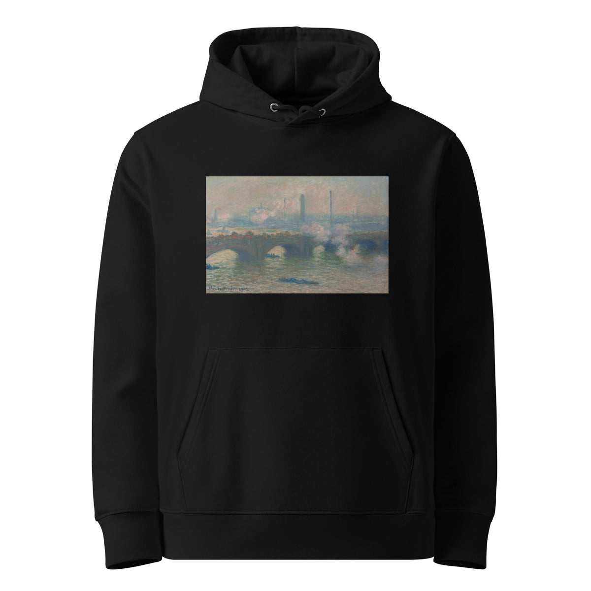 Black Hoodie Waterloo Bridge Gray Day Premium