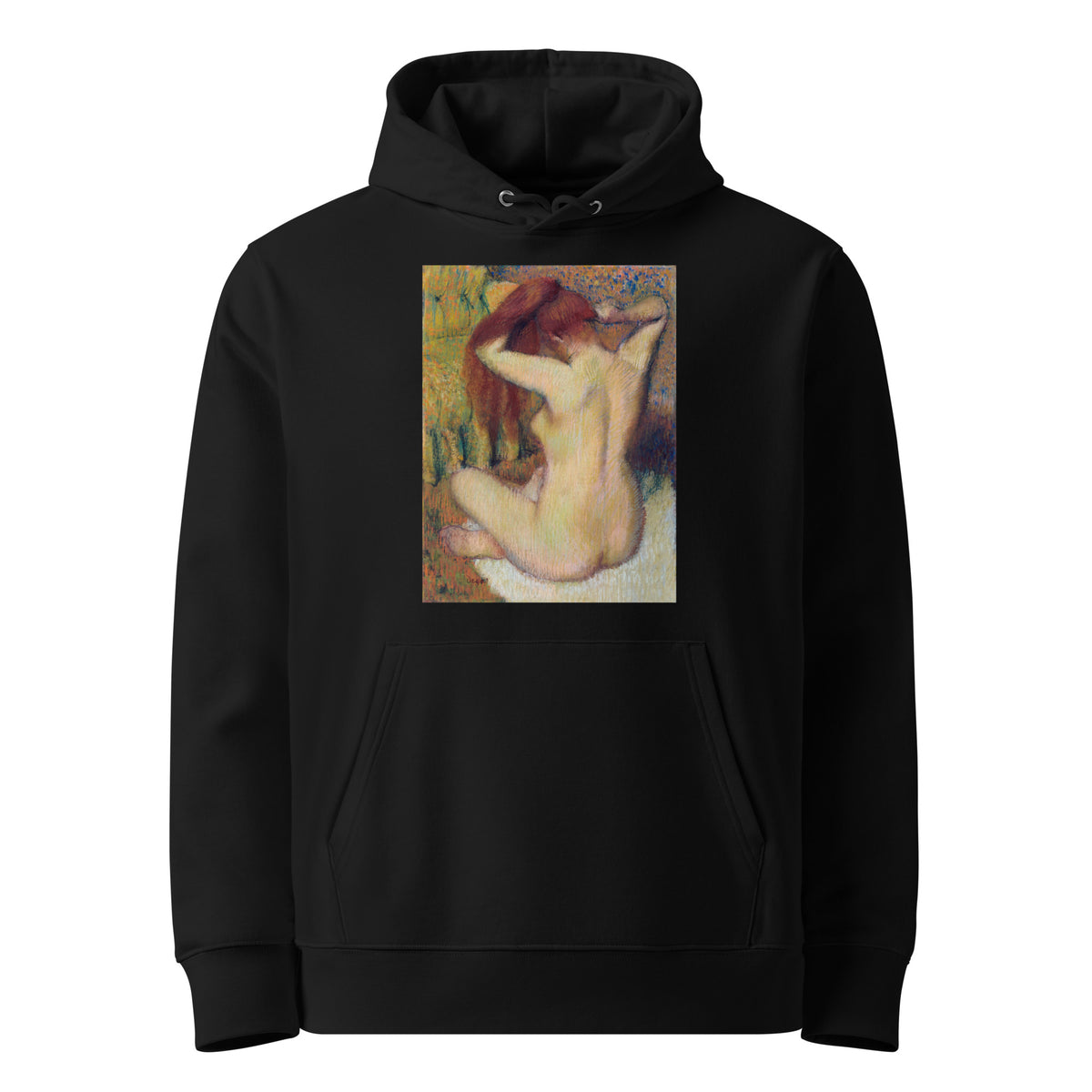 Black Hoodie Nude Lady Woman Combing Her Hair Premium