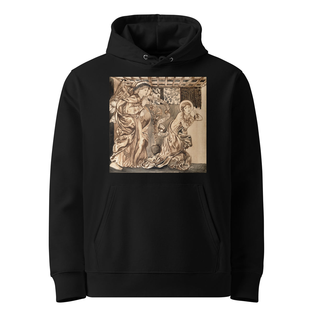 Black Hoodie The Annunciation Print Premium