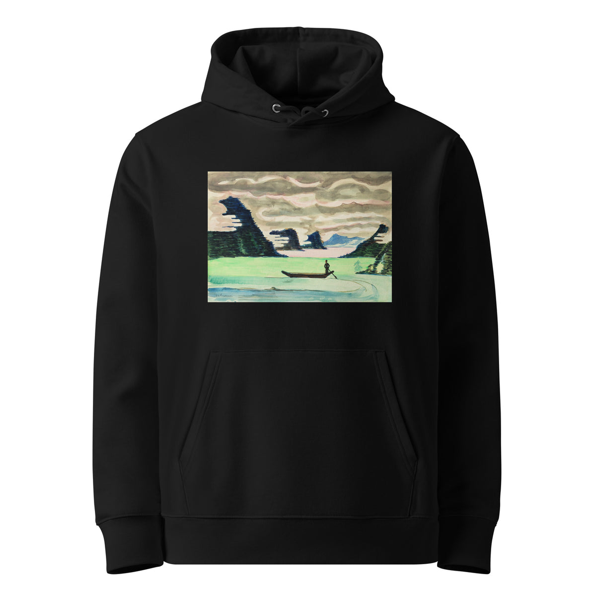 Black Hoodie Mountain Lake Premium