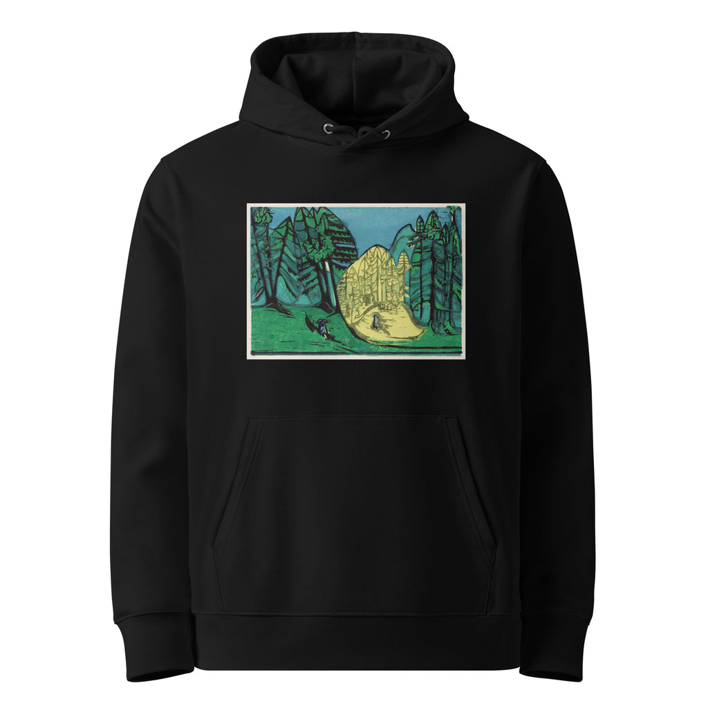 Black Hoodie Cemetery In The Forest Print Premium